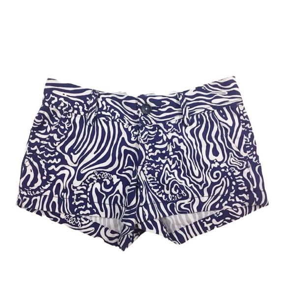 Lilly Pulitzer Walsh Shorts Bright Navy Zebra Blue Seahorse Print Size 00 - Picture 1 of 7